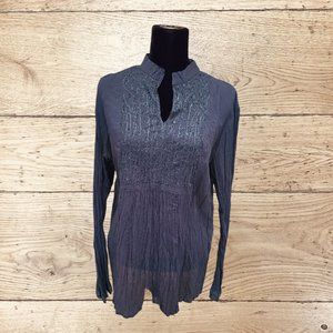 New Teal Beaded Smocked top XL Greater Good